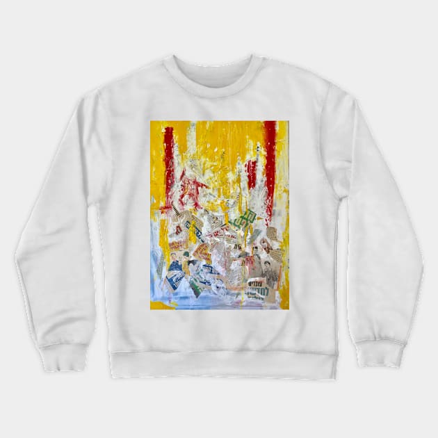 Yellow Wall With Hebrew Crewneck Sweatshirt by golan22may